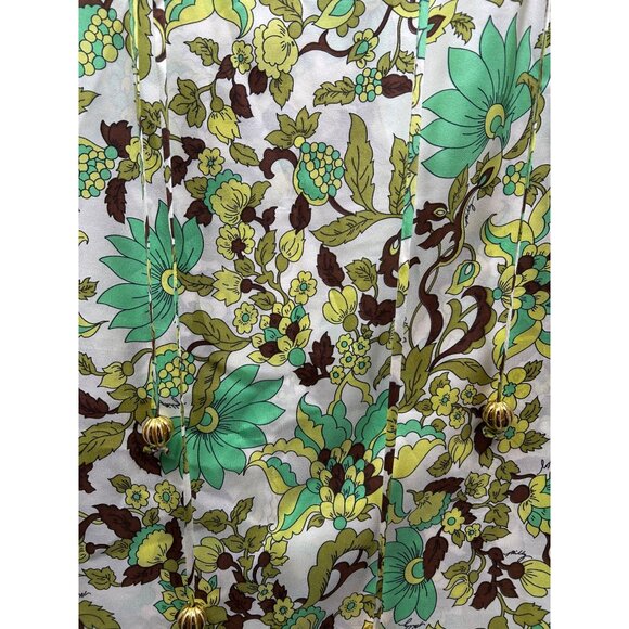 Milly Cabana Y2K Resort Tunic Dress Signed Mod Floral Print Gold Tassel Detail M - Picture 8 of 11